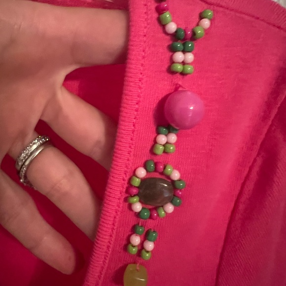 NWT Spanner Barbie-Core Pink Scoop Neck Embellished Stretch Knit Top S - Picture 2 of 11